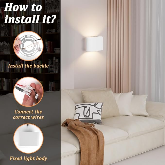 Aipsun Modern LED Wall Sconces Hardwired Interior Wall Lights 4 Packs Indoor Aluminum Up and Down Wall Mount Light for Living Room Bedroom Hallway Corridor Warm White 3000K(with G9 Bulbs)
