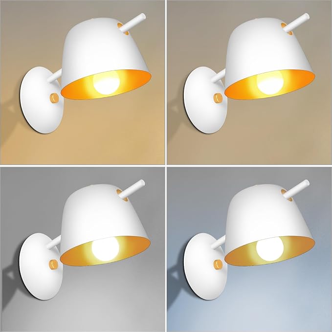 Kawell Modern Metal Wall Sconce Light Fixture Hardwired Indoor Night Light for Bedroom Living Room Kitchen Study Room, Minimalist White Finish