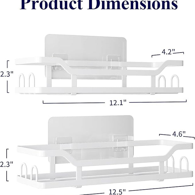 Kitsure Shower Caddy Extra Large - Adhesive Shower Organizer, Stainless Steel Shelf for Inside Shower, No Drill Bathroom Organizers and Storage, Home Decor Accessories, 2 Pack,White