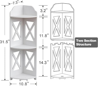 Corner Shelf Stand, Storage Organizer Great for Bathroom, Corner Shelf Perfect for Small Space,Waterproof Stand Also Use for Toilet Paper Stand,White