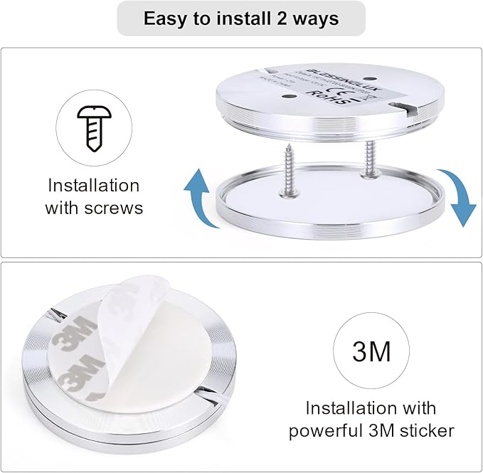 6pack LED Puck Light Kit, 2700-6000K Smart Round Under Cabinet Lighting with APP Control, Compatible with Alexa, Google Assistant, for Under Counter, Kitchen (Silver)