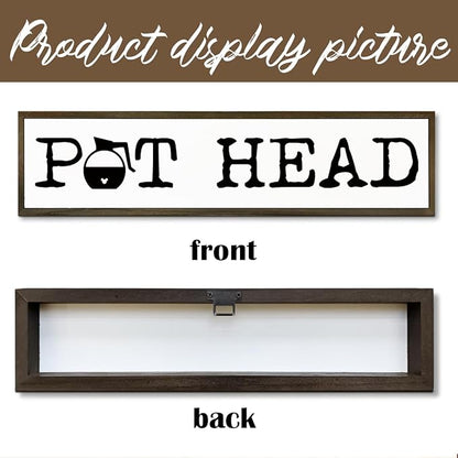 Coffee Decor Sign, Country Farmhouse Wooden Hanging Signs, Coffees Lover Home Decor, Kitchen Decors for Tabletop Shelf, Coffee Station Decors, Pot Head Sign, 17.8x4x1.2 inches
