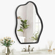 Wall Mirror Irregular Wavy Mirror Modern Wood Frame Mirror Unique Shape Asymmetrical Wall Vanity Artistic Mirror Decor for Living Room Bedroom Bathroom Entryway Hallway Black Large