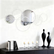 4 Pack White Mirror Set, Wall Mounted Circle Metal Framed Mirror Round Decorative Modern Mirrors for Living Room Bedroom Entryway Decor 16x32 Inch