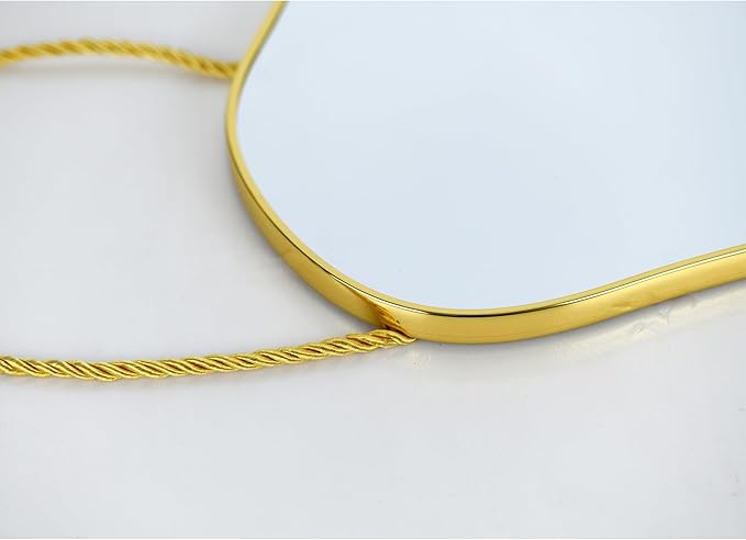 Irregular Wall Mirror, 15.6x9-inch Gold Wall-Mounted Asymmetrical Mirror, Suitable for Bathrooms, Hallways, and More (Gold)