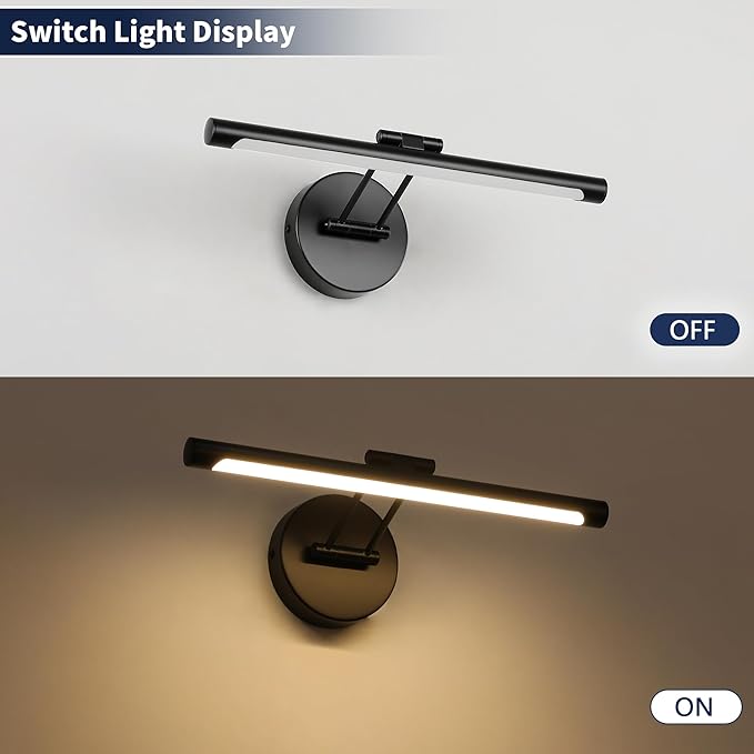 JUSHENG Dimmable Picture Lights Hardwired LED Painting Light Black Gallery Wall Light Art Lighting for Portrait Artwork Canvas 15.74 inch 7W 110V AC