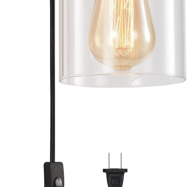 Metal Sconces Wall Lighting with Clear Glass Shade,Bathroom Black Vanity Light Matte Black Wall Sconce, Matte Black Vanity Lights for Bathroom, Modern Wall Light Fixtures