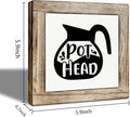 Coffee Bar Wooden Sign, Pot Head Decoration, Farmhouse Cafe Wood Sign, Square Wood Block Signs Table Decor for Coffee Bar Corner Shop Kitchen Dining Room, Funny Cafe Decor