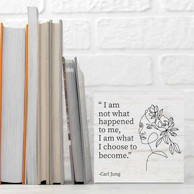 Therapy Office Desk Decor Wood Box Sign，I Am What I Choose to Become, Wooden Box Desk Decoration Signs, Mental Health Office Decor for Home, Mental Health Gifts for Counselor Psychologist Therapist