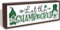 Let the Shenanigans Begin Wooden Decor, Farmhouse Table Shelf Decoration, Lucky Shamrock Signs for Home Farmhouse Office Party Decorations, Indoor Wall Art Plaque Gift, 9.5x3.1x1 inches