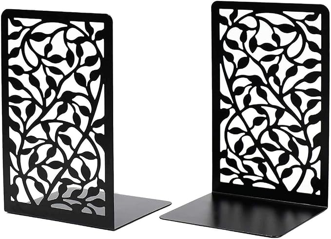 Tree Design Modern Bookends for Shelves, Metal Bookend Decorative Bookends Tree Bookends Supports, Unique Black Book Stoppers Black Non-Skid Book Stopper for Home Office School