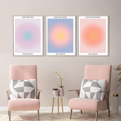 NCYEL 3 Colorful Abstract Posters Room Aesthetic Reiki Gradient Spiritual Affirmation Canvas Wall Art Positive Energy Inspirational Wall Art Bathroom Living Room Apartment Office Girls Room 12x16inx3