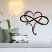 Infinity Heart Wall Decor, Unique Infinity Heart Metal Wall Art Decor Love Sign Steel Wall Plaques Bedroom Ornaments for Home Wedding Decor, Room Living Room Decoration (Red Black, 15.7x14inch)