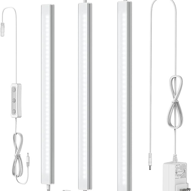 ASOKO Dimmable LED Under Cabinet Lighting Cold White 5000K, 3 Pack 12 inch Linkable Led Under Counter Lights for Kitchen, Shelf, Workbench, Cupboard Lighting, Upgrade UL Listed Plug 24V