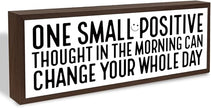 One Small Positive Thought in the Morning can Change Your Whole Day Sign, Inspirational Wood Signs, Decorative Wooden Block Sign, Motivational Home Office Decor, Positive Mindset Decoration Gift