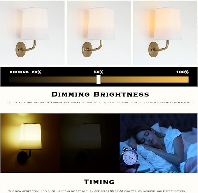 HEQIQEH 2 Packs Rustic Vintage Battery Operated Wall Sconce Light Fixture with Flared Funnel Linen Fabric Shade,Remote Control Dimmable RGB Nightstand Lamps for Bedroom Bedside (Antique-2)