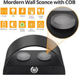 LED Wall Sconce Battery Operated, Modern Aluminum Wall Mount Light Rechargeable, Touch Control Dimmable Wall Lamp Black, Up Down Wall Lights Indoor for Living Room Bedroom Hallway Stair, Warm White