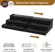 Spice Rack Organizer for Cabinet 2 Pack, 3 Tier Expandable Bamboo Spice Storage for Kitchen Cupboard Pantry, Black
