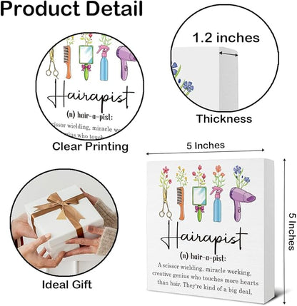 Hairstylist Gifts for Women - Hair Salon Decor - Hairdresser Gifts Wooden Sign Home Hair Salon Barbershop Desk Table Shelf Wall Decor - 5 x 5 Inches