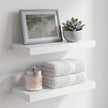 Homeforia White Floating Shelves 16 inch, High End Solid Real Wood 16inch Bathroom Floating Shelf for Wall Mounted, White Wooden 16 Floating Shelves, Heavy Duty Bracket, 16 X 6.5 X 1.75 inch, Set of 4