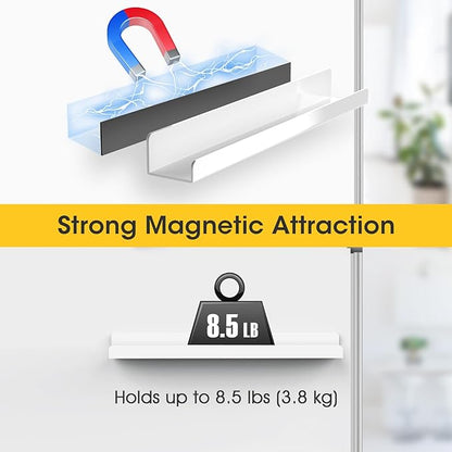NiHome Magnetic White Acrylic Book Shelves 2-Pack, 17'' for Whiteboard, Classroom and Fridge Storage, Sleek Design for Large Picture Books and File Holders, Holds up to 8.5 lbs