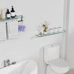 24 Inch Glass Bathroom Shelves,Chrome Polished Floating Shelves for Wall Rectangular Modern Stainless Steel Glass Shelf for Bathroom Shelves Wall Mounted