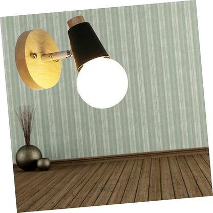 Minimalist Solid Wood Wall Lamp Sconce for Living Room Bedroom Hallway Nordic -Saving Design Black No Bulb Included