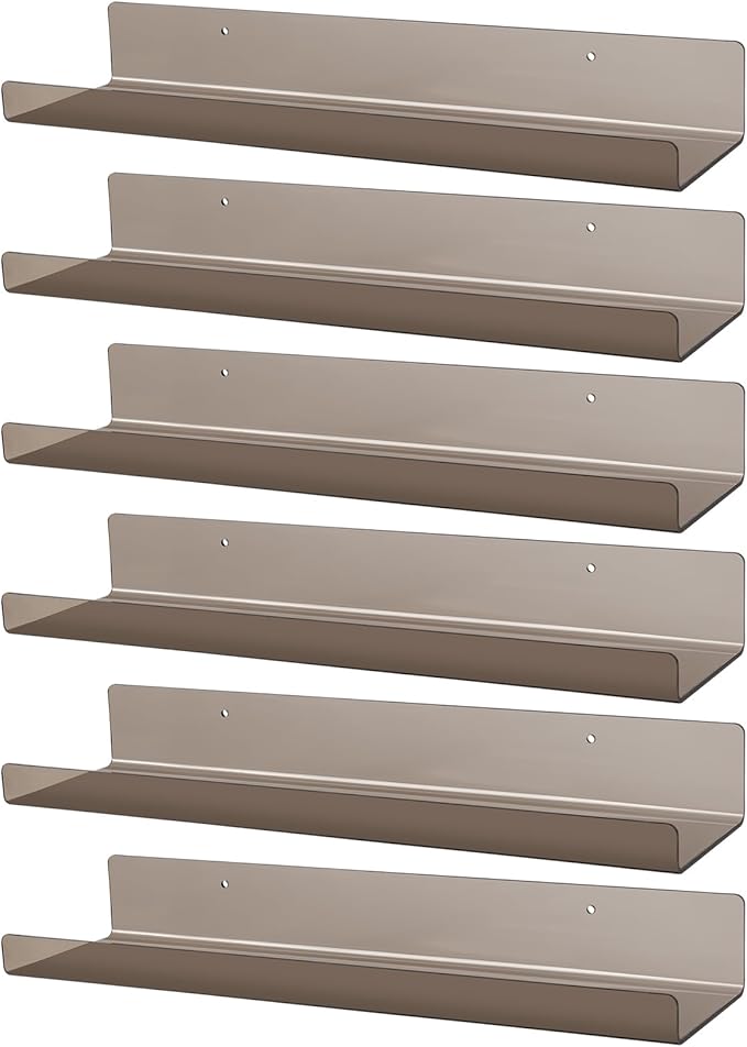 Dezzer 6 Pack Acrylic Shelves for Wall, 15