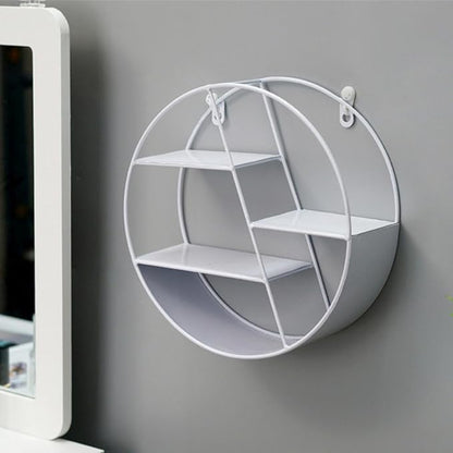 Round Wall Shelf - Circular Wall Shelf | Round Floating Shelves | Wall-Mounted Storage Rack | Floating Shelves Metal Shelf Decoration for Bedroom Living Room Bathroom Kitchen Office
