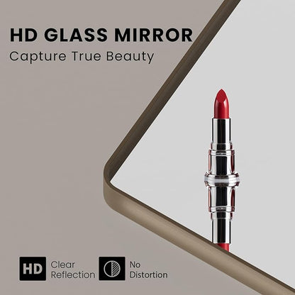 Bronze Bathroom Mirror 72x36 Inch, Brushed Bronze Metal Frame Mirror for Wall, Rounded Rectangle Bathroom Vanity Mirror with Tempered Glass, Anti-Rust, Horizontal/Vertical
