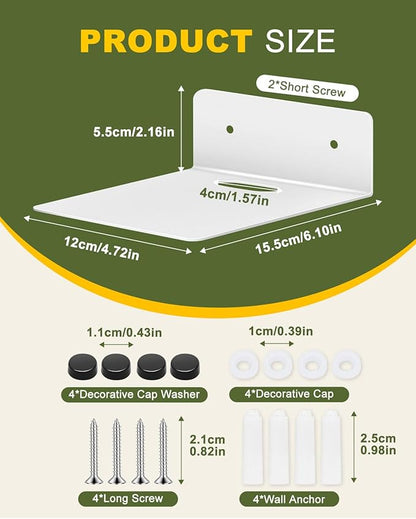 eZAKKA Floating Shelves for Wall, Mini Wall Shelf, 6" Display Shelves for Storage for Home Decor, Bedroom, Kitchen, Living Room, Bathroom, 2 Pack, White