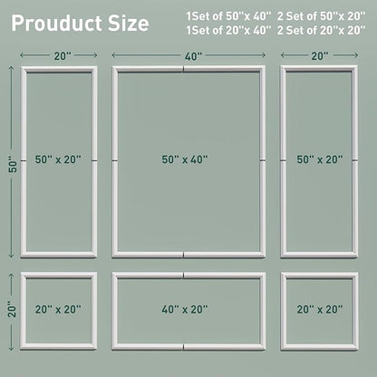 Peel and Stick Wall Molding Kit, 3D Pre-Cut Wall Panels for Interior Wall Decor, Peel and Stick Wood Panels, (50"40"+50"20") Peel and Stick Wall Panels, Accent Wall Trim for Living Room, Bedroom, Home