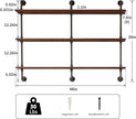 3-Tier Industrial Pipe Floating Shelf – Rustic 48 inch Wood Wall-Mounted Storage Shelf for Kitchen Office,Bathroom & Home Decor -Walnut