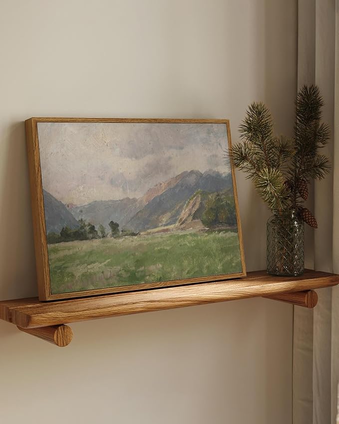 InSimSea Framed Canvas Wall Art Vintage Decor, Retro Landscape Canvas Wall Art, Wild Field Pictures for Bathroom Wall Decor, Wall Decorations for Living Room, Dining Room Decor, 12