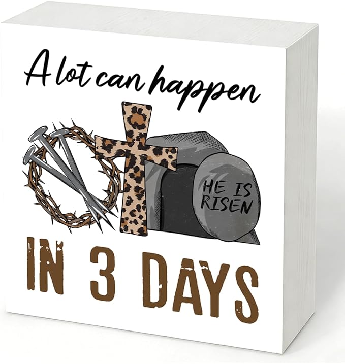 Easter Christian Wooden Sign, 