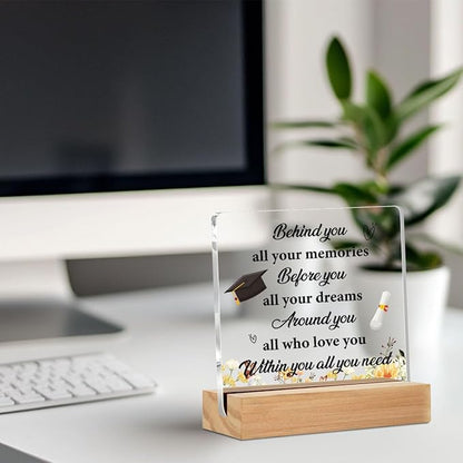 Graduation Gifts for College Seniors Masters Doctor Acrylic Sign with Wood Stand, Graduation Decorations Congratulations Graduation Bedroom Living Room Desk Cubicle Table Shelf Decor