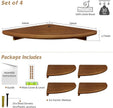 Forbena Corner Bookshelf Wall Mounted Set of 4, Wooden Floating Book Shelves for Nursery, Large Wall Shelving Unit for Living Room Bedroom Bathroom Kitchen Office Classroom Corner (Walnut Color)