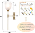 Gold Wall Sconce Set of 2 with Frosted Glass Shades Modern Mid Century Bathroom Vanity Wall Light Fixtures Industrial Brushed Brass Wall Lamp for Bedroom Mirror Living Room Restaurant