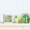 Not Lucky Simply Blessed Funny St Patricks Day Shamrock Decor Desk Decor Wooden Box Sign St Patricks Day Decorations Irish Blessing Wood Block Plaque Box Sign for Home Decoration