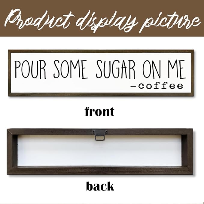 Coffee Wood Sign, Humorous Coffees Decoration for Home Kitchen Cafe Coffee Station, Modern Farmhouse Wooden Decor, Decorative Wooden Table Signs, Pour Some Sugar On Me Sign, 17.8x4x1.2 inches