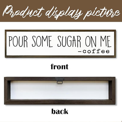 Coffee Wood Sign, Humorous Coffees Decoration for Home Kitchen Cafe Coffee Station, Modern Farmhouse Wooden Decor, Decorative Wooden Table Signs, Pour Some Sugar On Me Sign, 17.8x4x1.2 inches