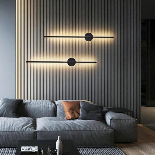 Nordic LED Linear Wall Sconce - Minimalist Aluminum Light for Living Room, Bedroom, and More(Black,80cm)