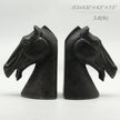 Lukitas Horse Head Decorative Bookends - Heavy Duty Non-Slip Book Holders, Modern Equestrian Ornaments for Office Home Bookshelf Decor, Black, Resin 7.5''