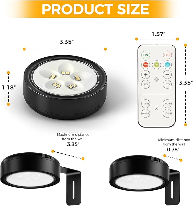 Picture Lights for Wall, 2000mAh Rechargeable Battery Powered Magnetic Lights with 3 Lighting Color Dimmable Timer Art,Poster,Gallery,Painting Display,Photos,Frame,Wall Light,Black (3 Pack)