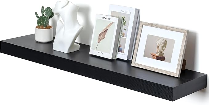 48 Inch Black Floating Shelf | 12 Inch Deep Floating Shelves Set of 1 | 48