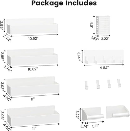 Magnetic Spice Rack for Refrigerator,7 Pack Magnetic Shelf,Fridge Magnet Organizer with Paper Towel Holder,Utensils Racks,Hook Rack,Fridge Organizers and Storage White(7 Pack)