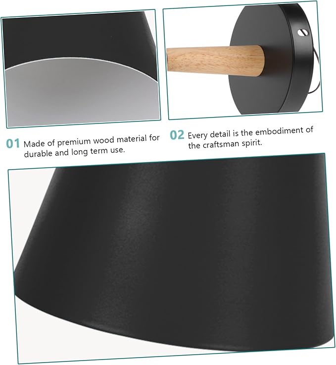 Nordic Modern Wall Light with Wood Accent Simple Stylish Hanging Wall Lamp for Bedroom Corridor and Bedside Metal Frame Elegant Minimalist Black Finish Bulb Not Included
