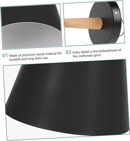 Nordic Modern Wall Light with Wood Accent Simple Stylish Hanging Wall Lamp for Bedroom Corridor and Bedside Metal Frame Elegant Minimalist Black Finish Bulb Not Included