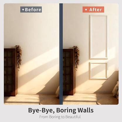 VCK Pre-Cut 3D Wall Molding Kit, Set of 2 | Ready-to-Assemble Wainscoting Panels for Accent Wall Decor | Easy DIY Installation with Glue | for Living Room & Bedroom (1 Top & 1 Bottom)