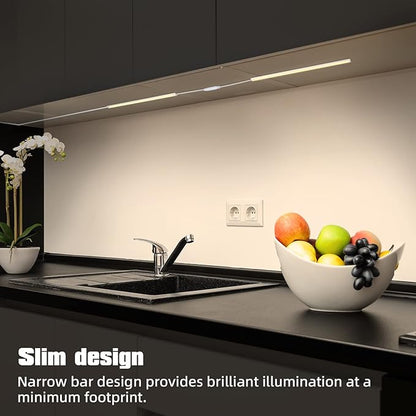 LED Under Cabinet Lighting, 2pcs x 12 Inch Dimmable, USB Plug-in Under Counter Lights with Memory Function, Natural White 4000K